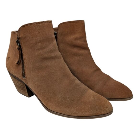 Frye Judith Suede Leather Booties Womens Brown Double Zip Ankle Boots Size 8 - Picture 5 of 13